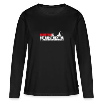 Ninjutsu - T-shirt manches longues Premium bio Femme - noir - Devant - Julia (174cm)