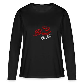 JGA - Frauen Premium Bio Langarmshirt - Schwarz - Vorne - Julia (174cm)