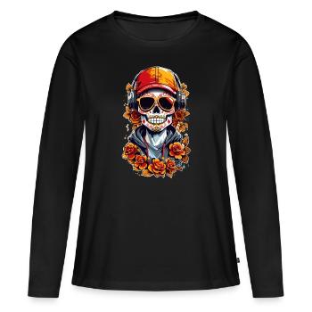 Sugar Skull - Women's Premium Organic Long Sleeve Shirt - black - Front - Julia (174cm)