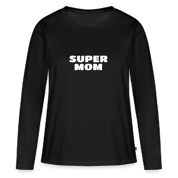Super mom - message mom - superheroine - Women's Premium Organic Long Sleeve Shirt - black - Front - Julia (174cm)