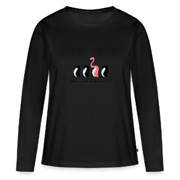 Be different Flaminguin - Frauen Premium Bio Langarmshirt - Schwarz - Vorne - Julia (174cm)