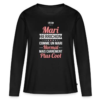 J'ai un mari Berrichon plus cool - T-shirt manches longues Premium bio Femme - noir - Devant - Julia (174cm)