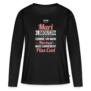 J'ai un mari Limousin plus cool - T-shirt manches longues Premium bio Femme - noir - Devant - Julia (174cm)