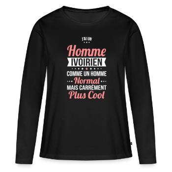 J'ai un homme Ivoirien plus cool - T-shirt manches longues Premium bio Femme - noir - Devant - Julia (174cm)