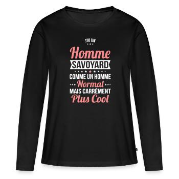 J'ai un homme Savoyard plus cool - T-shirt manches longues Premium bio Femme - noir - Devant - Julia (174cm)