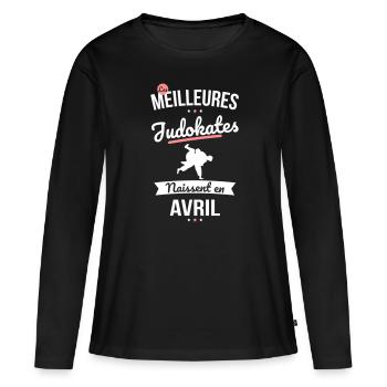 Les meilleures judokates naissent en Avril - T-shirt manches longues Premium bio Femme - noir - Devant - Julia (174cm)