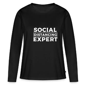 Social Distancing Expert Exclusion sociale Expert - T-shirt manches longues Premium bio Femme - noir - Devant - Julia (174cm)