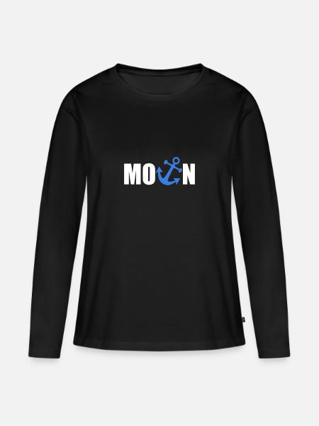 Moin mit Anker - Frauen Premium Bio Langarmshirt - Schwarz