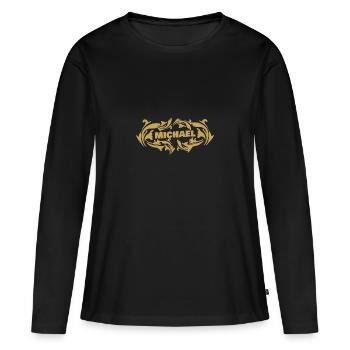 Michael - Frauen Premium Bio Langarmshirt - Schwarz - Vorne - Julia (174cm)