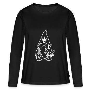 Wikingerzwerg Wikingerwichtel mit Hanfblatt - Frauen Premium Bio Langarmshirt - Schwarz - Vorne - Julia (174cm)