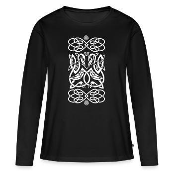 uccelli celtiche - Maglia a maniche lunghe ecologica premium da donna - nero - Fronte - Julia (174cm)