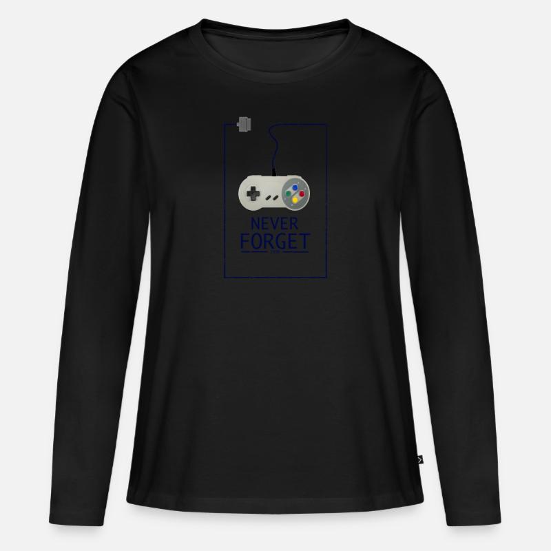 Retrogaming - Frauen Premium Bio Langarmshirt - Schwarz