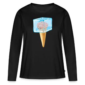 Casque de crème glacée , glace, été, brain freeze - T-shirt manches longues Premium bio Femme - noir - Devant - Julia (174cm)