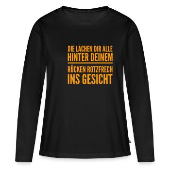 Klatsch und Tratsch - Frauen Premium Bio Langarmshirt - Schwarz - Vorne - Julia (174cm)