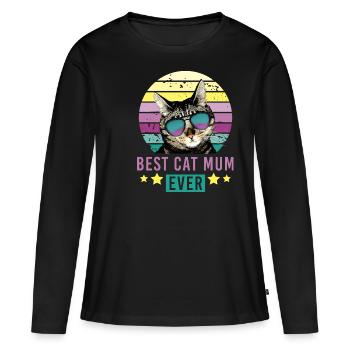 Best cat mum ever cat mom sunglasses lady - Women's Premium Organic Long Sleeve Shirt - black - Front - Julia (174cm)