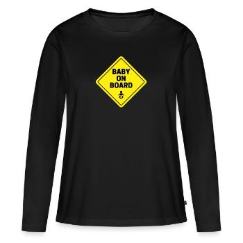 bébé à bord - T-shirt manches longues Premium bio Femme - noir - Devant - Julia (174cm)