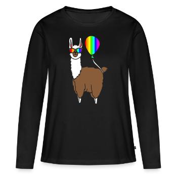 LGBT - Frauen Premium Bio Langarmshirt - Schwarz - Vorne - Julia (174cm)