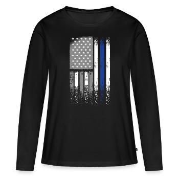 Police de police Commissaire - T-shirt manches longues Premium bio Femme - noir - Devant - Julia (174cm)