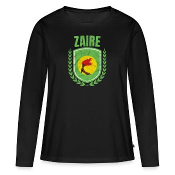 Zaire - Frauen Premium Bio Langarmshirt - Schwarz - Vorne - Julia (174cm)