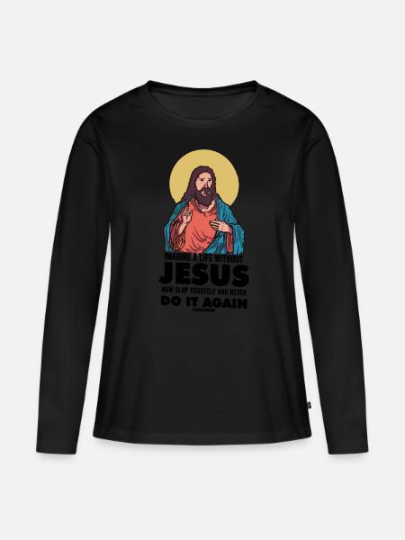 Imagine A Life Without Jesus - Ekologisk långärmad premium-T-shirt dam - svart