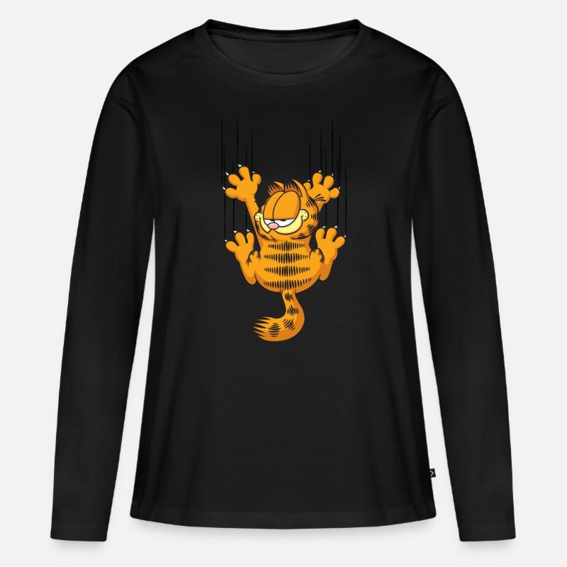 Garfield Kratzer - Frauen Premium Bio Langarmshirt - Schwarz