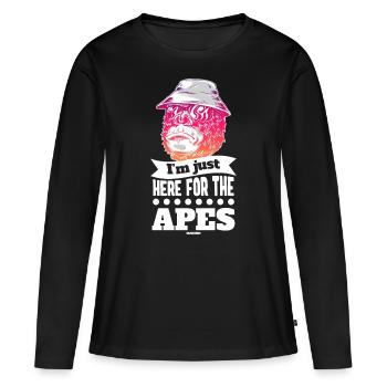 Je suis juste ici pour les singes - T-shirt manches longues Premium bio Femme - noir - Devant - Julia (174cm)