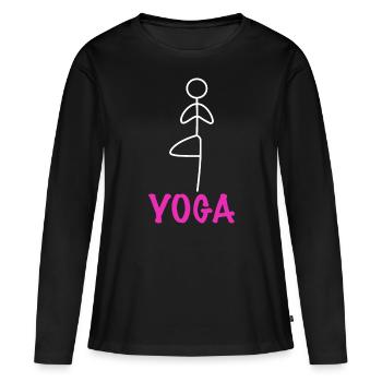 Yoga Figure - T-shirt manches longues Premium bio Femme - noir - Devant - Julia (174cm)