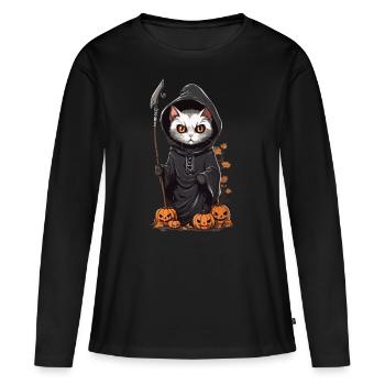 Mignon Halloween Cat Druide Costume - T-shirt manches longues Premium bio Femme - noir - Devant - Julia (174cm)