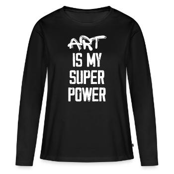 Art Is My Super Power - Funny - T-shirt manches longues Premium bio Femme - noir - Devant - Julia (174cm)