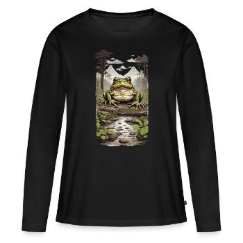 Grenouille dans la conception de la jungle de la forêt tropicale humide - T-shirt manches longues Premium bio Femme - noir - Devant - Julia (174cm)