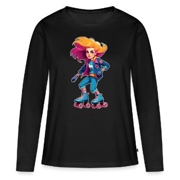 Cool Skater Hip Hop Girl - Women's Premium Organic Long Sleeve Shirt - black - Front - Julia (174cm)