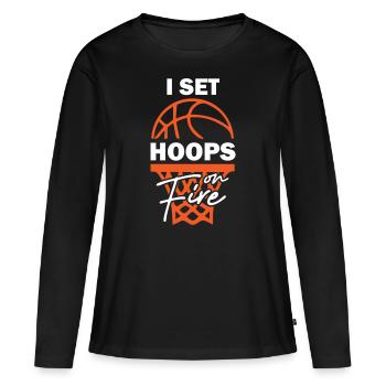 Lancer franc de basket-ball - T-shirt manches longues Premium bio Femme - noir - Devant - Julia (174cm)