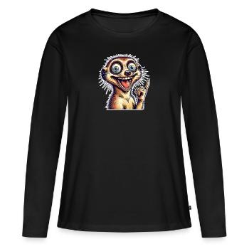 Suricate - T-shirt manches longues Premium bio Femme - noir - Devant - Julia (174cm)