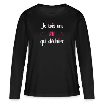 rh qui déchire - T-shirt manches longues Premium bio Femme - noir - Devant - Julia (174cm)