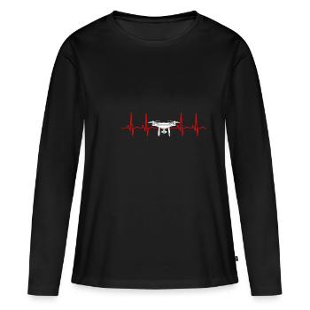 Heartbeat Drone Drones - T-shirt manches longues Premium bio Femme - noir - Devant - Julia (174cm)