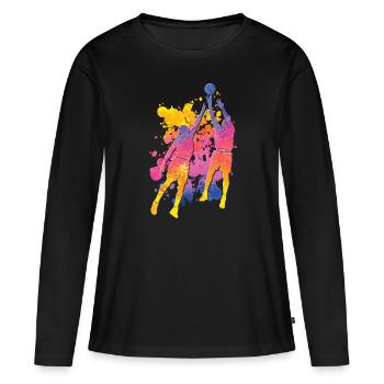 Basketteur Coloré Paint Slam Dunk Sports - T-shirt manches longues Premium bio Femme - noir - Devant - Julia (174cm)