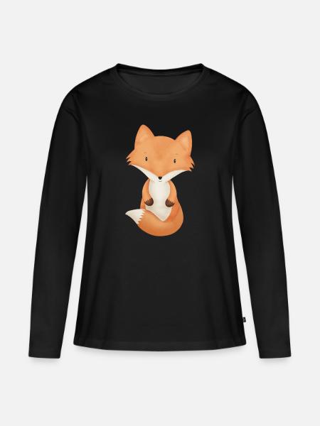 Fuchs - Frauen Premium Bio Langarmshirt - Schwarz