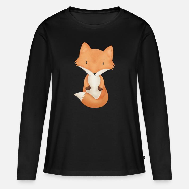 Fuchs - Frauen Premium Bio Langarmshirt - Schwarz