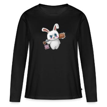 Bunny menace - mignon et grossier - T-shirt manches longues Premium bio Femme - noir - Devant - Julia (174cm)