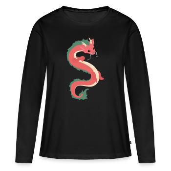 Dragon chinois - T-shirt manches longues Premium bio Femme - noir - Devant - Julia (174cm)