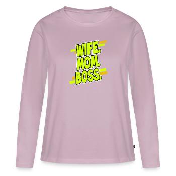 Fête des Mères - T-shirt manches longues Premium bio Femme - rose poudré - Devant - Julia (174cm)