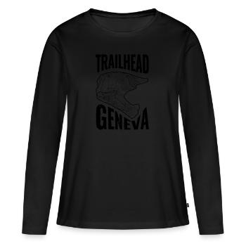 T-shirt VTT Trailhead Genève - T-shirt manches longues Premium bio Femme - noir - Devant - Julia (174cm)