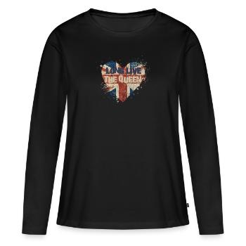 Couronnement de la reine britannique Camilla Drapeau de l’Angleterre - T-shirt manches longues Premium bio Femme - noir - Devant - Julia (174cm)