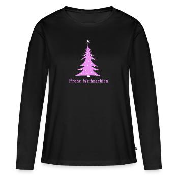 Rose de Noël - T-shirt manches longues Premium bio Femme - noir - Devant - Julia (174cm)