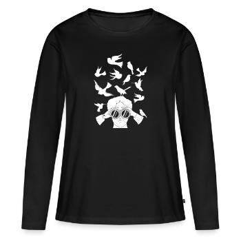 Cadeau ornithologue ornithologue Twitcher cadeau - T-shirt manches longues Premium bio Femme - noir - Devant - Julia (174cm)