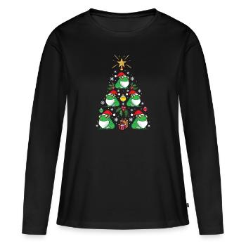 Amoureux des animaux drôle de grenouille arbre de Noël vacances - T-shirt manches longues Premium bio Femme - noir - Devant - Julia (174cm)