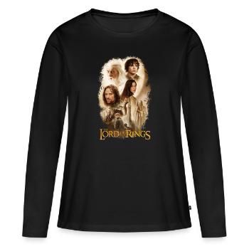 Der Herr Der Ringe Logo Mit Frodo, Gandalf Und Co - Frauen Premium Bio Langarmshirt - Schwarz - Vorne - Julia (174cm)