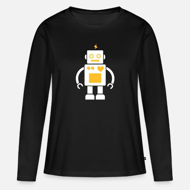 Roboter / Robot #2_2c - Frauen Premium Bio Langarmshirt - Schwarz