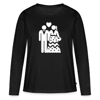 Couple Mariage Mariage Couple - T-shirt manches longues Premium bio Femme - noir - Devant - Julia (174cm)