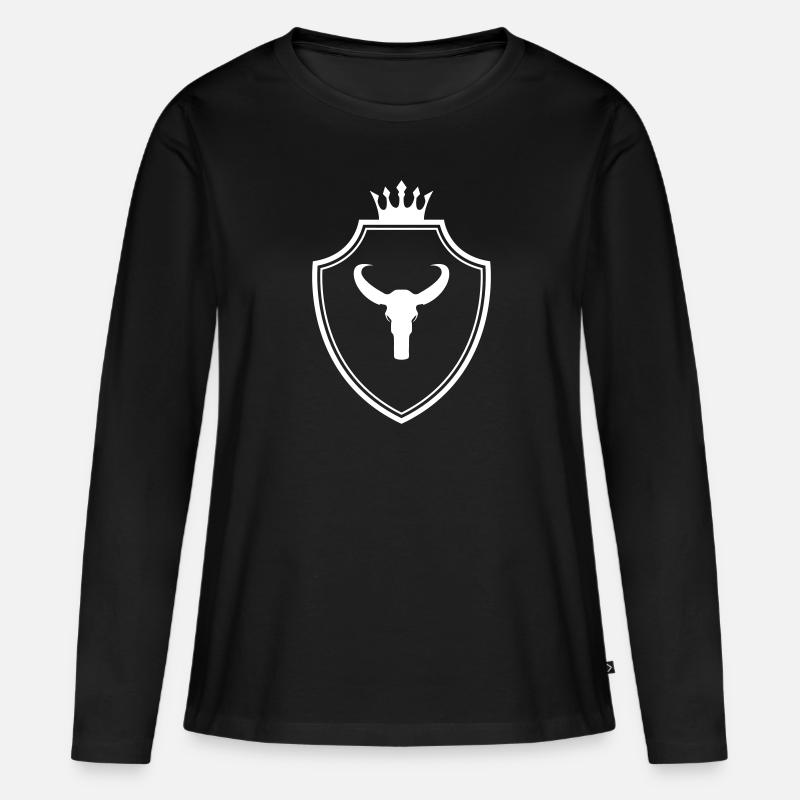 Bulle Skelett Wappen - Frauen Premium Bio Langarmshirt - Schwarz